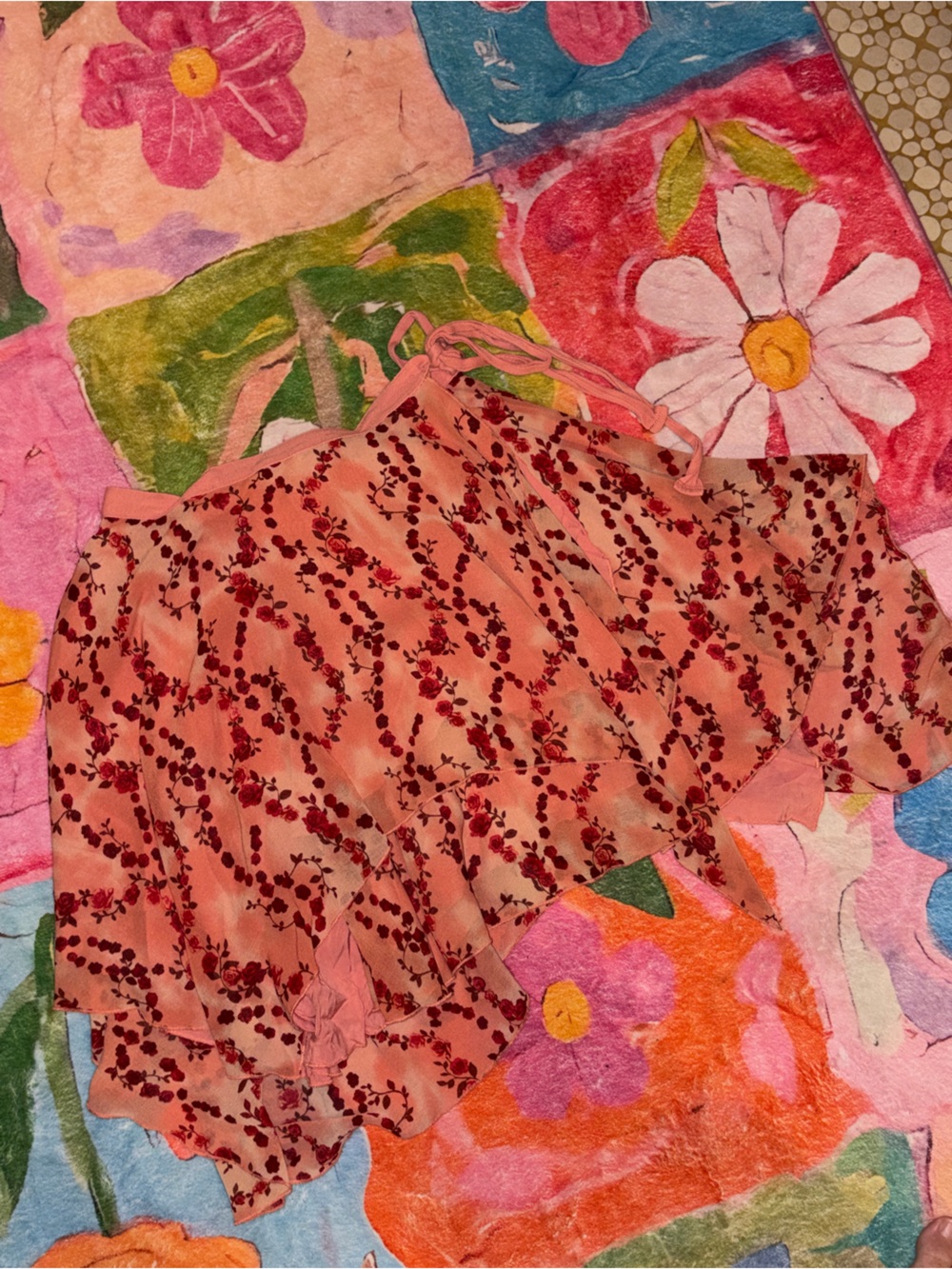 silence + noise pink floral skater skirt